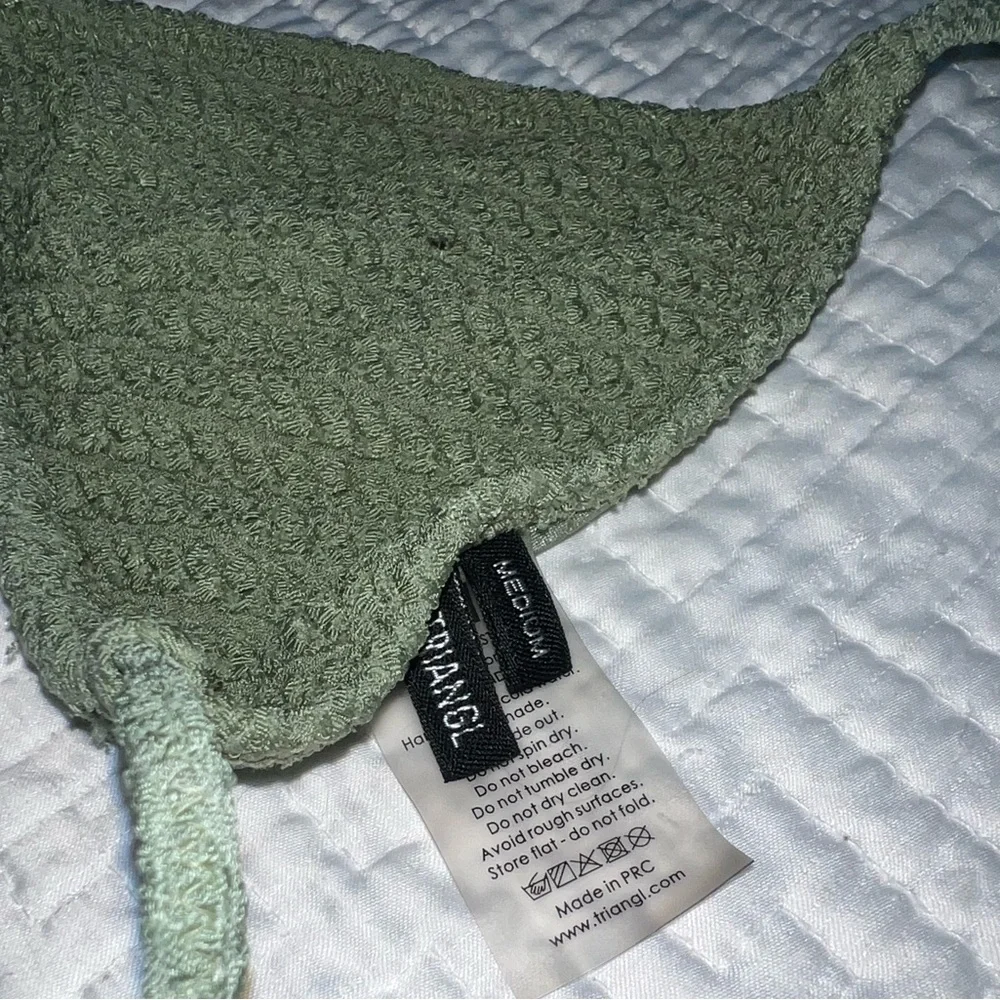 triangl swimwear Olive Green Textured Tie Bikini